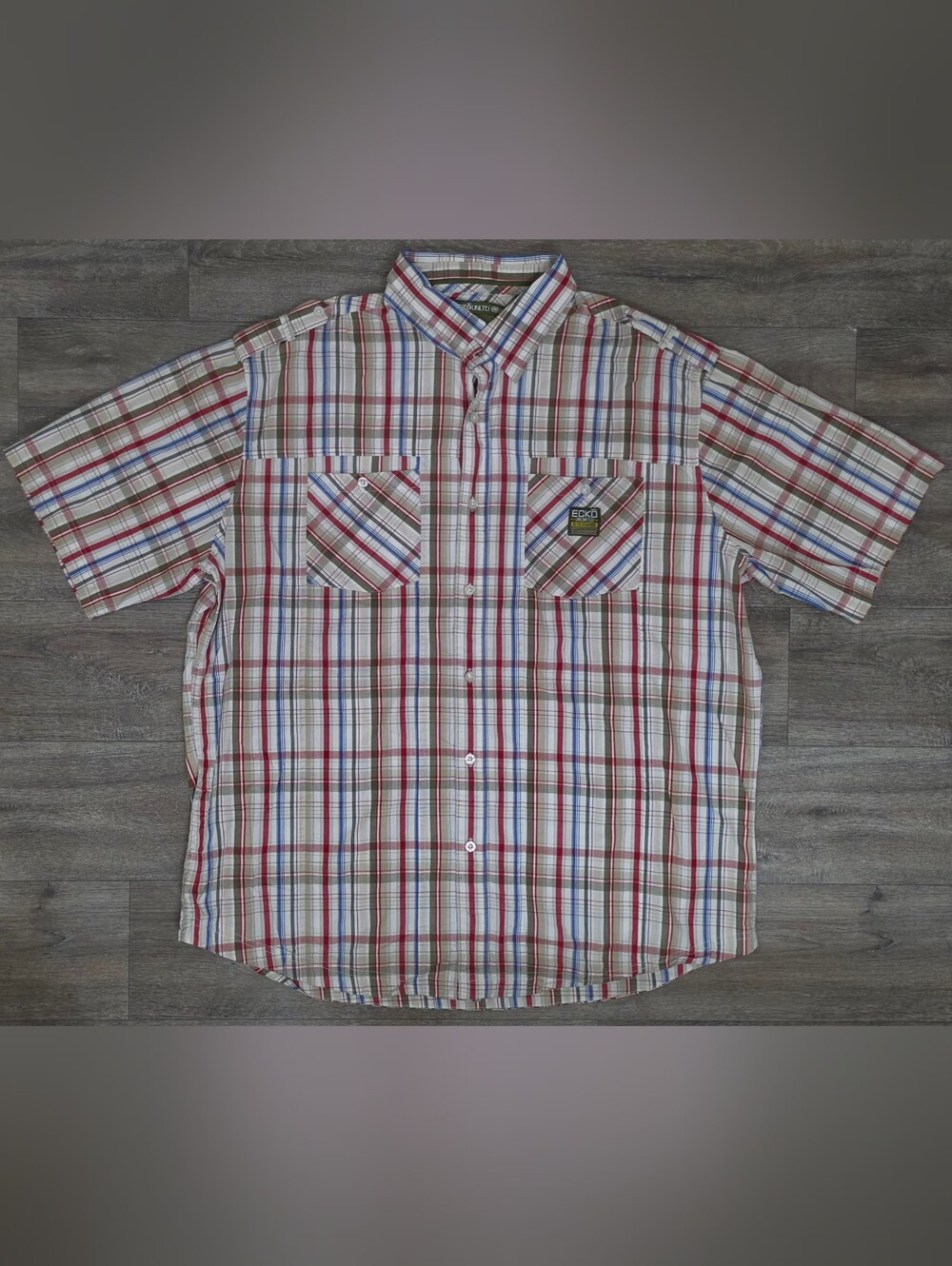Ecko Unlimited Short-Sleeve Plaid Button-Down Shirt-Size 2XL